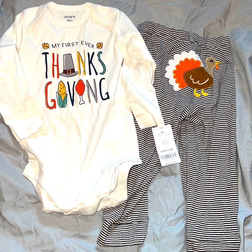 My First Thanksgiving onesie and pants 18 months NWT
